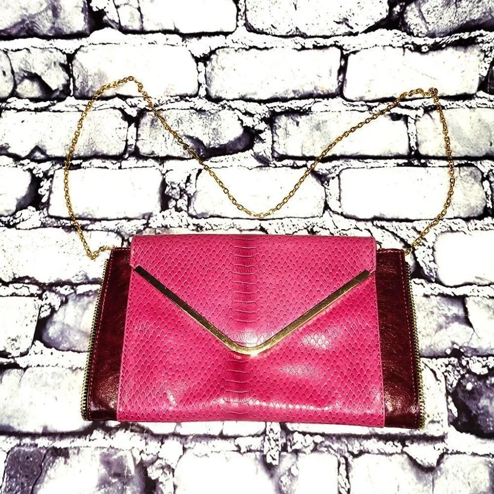 Urban Expressions snakeskin pink purple clutch shoulder bag